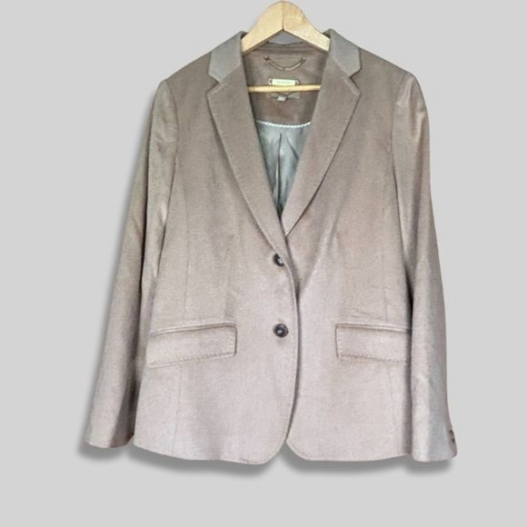 Talbots Camel Hair Skirt Suit Set Italian Fabric Lined Neutral Taupe Women's 10